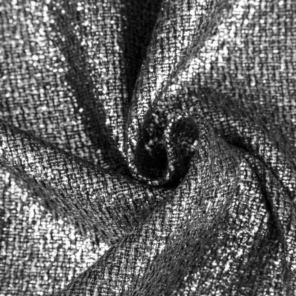 Eurofirany Rideau doré argenté avec Galon fronceur à œillets - Or argenté Noir Brillant (Argent Brillant, 140 x 250 cm - Rideau à œillets)