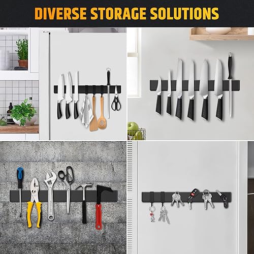 Miniatura 6 de Soporte magnético para cuchillos de doble cara de 17 pulgadas para nevera, tira de cuchillos de acero inoxidable con potente fuerza de tracción