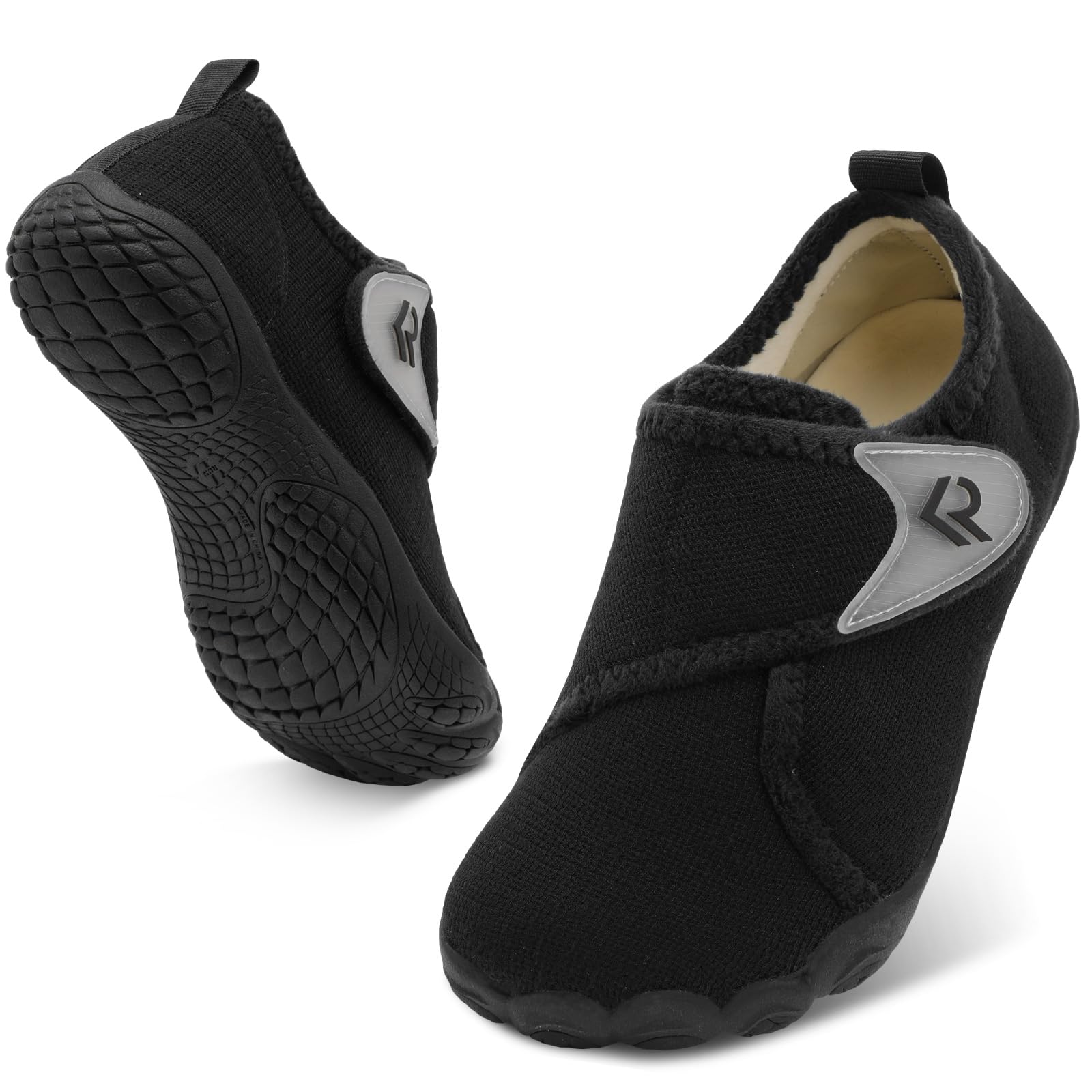 Men's Slippers Wide Width Adjustable Orthopedic Diabetic House Shoes for Neuropathy Swollen Feet Relief Non-Slip Rubber Sole Indoor Outdoor