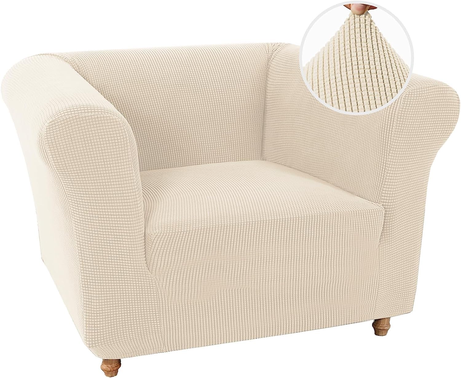 WJHDWYD Stretch Chesterfield Sofa Cover Stretch Sofa Cover Non-Slip Stain Resistant, 1 Seater Sofa Cover with Armrests Super Soft Fabric(Naturale,1 Posto)