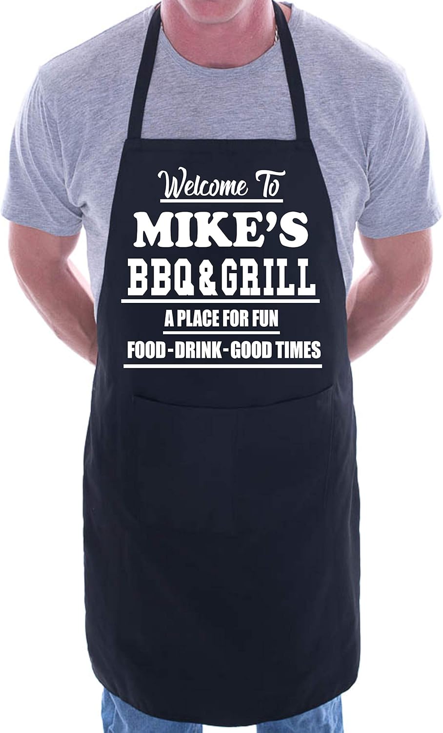 Print4U Apron Personalised Welcome To Mike’s BBQ & Grill Print4U Apron Personalised Welcome To Mike’s BBQ & Grill