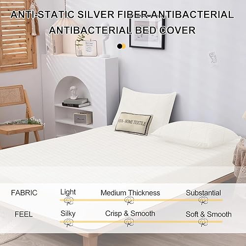 Miniatura 5 de Grounding - Sábana bajera ajustable con cable de tierra, sábanas de tierra tamaño California King, 5% fibra plateada y 95% fibra de algodón, sábana
