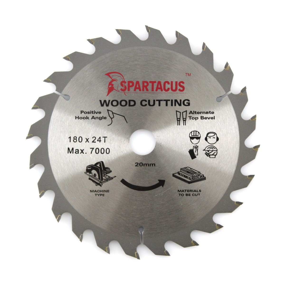 Spartacus Wood Cutting Circular Saw Blade 180mm x 20mm Bore 24 Teeth