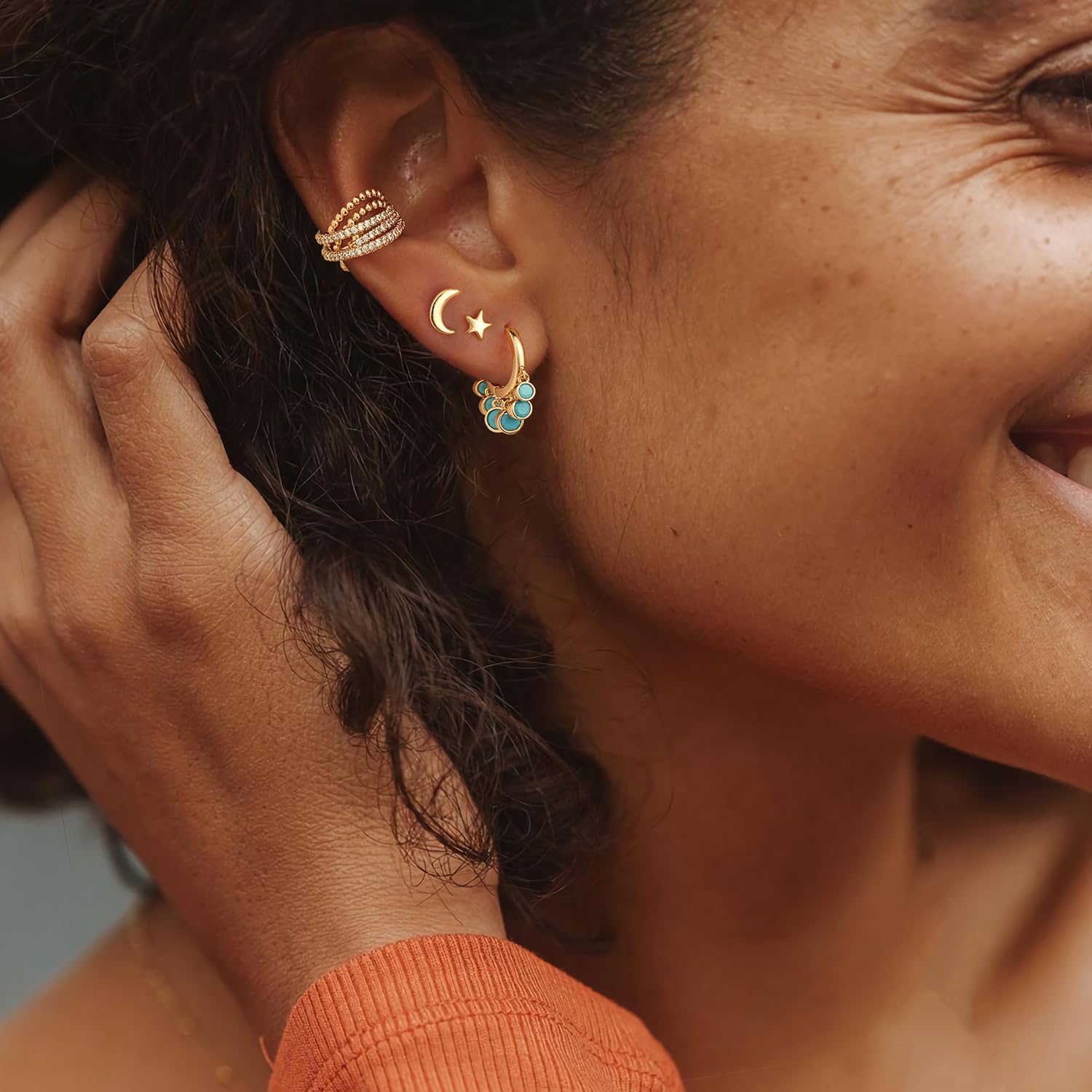 MYEARS Women Earrings Gold Huggie Hoop Dangle Tassel 14K Small Simple Hypoallergenic Everyday Jewelry - Image 2