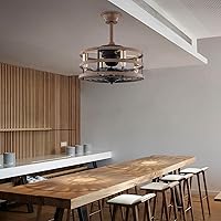 Vista 3 de OUKANING Ventilador de techo enjaulado con luz, reversible de 3 velocidades ajustables, ventilador de techo sin aspas con control remoto