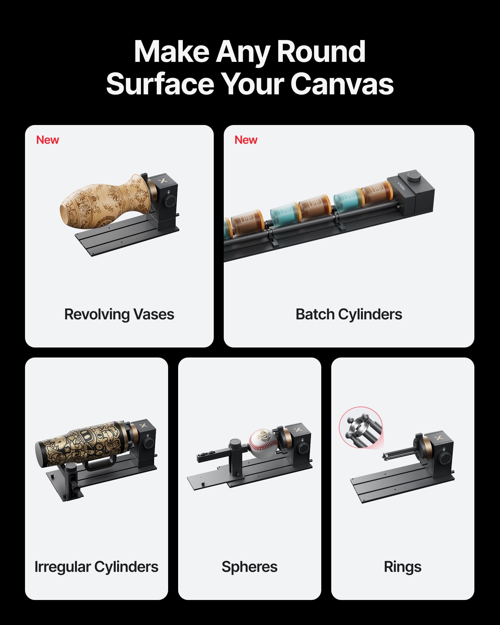 xTool RA3 World's First Smart MagSwap Rotary for xTool P3, F2 Ultra, F1 Ultra, F2 Laser Engraver, 360° LiDAR Mapping Alignment, Intelligent Rotary that Masters Engraving on Rings, Tumblers & Ornaments