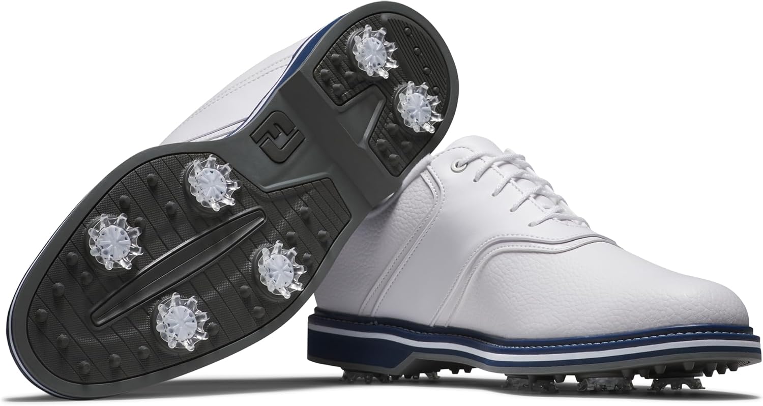 FootJoy Men's FJ Originals Golf Shoe, White/White/Navy, 7.5 Medium - Image 6