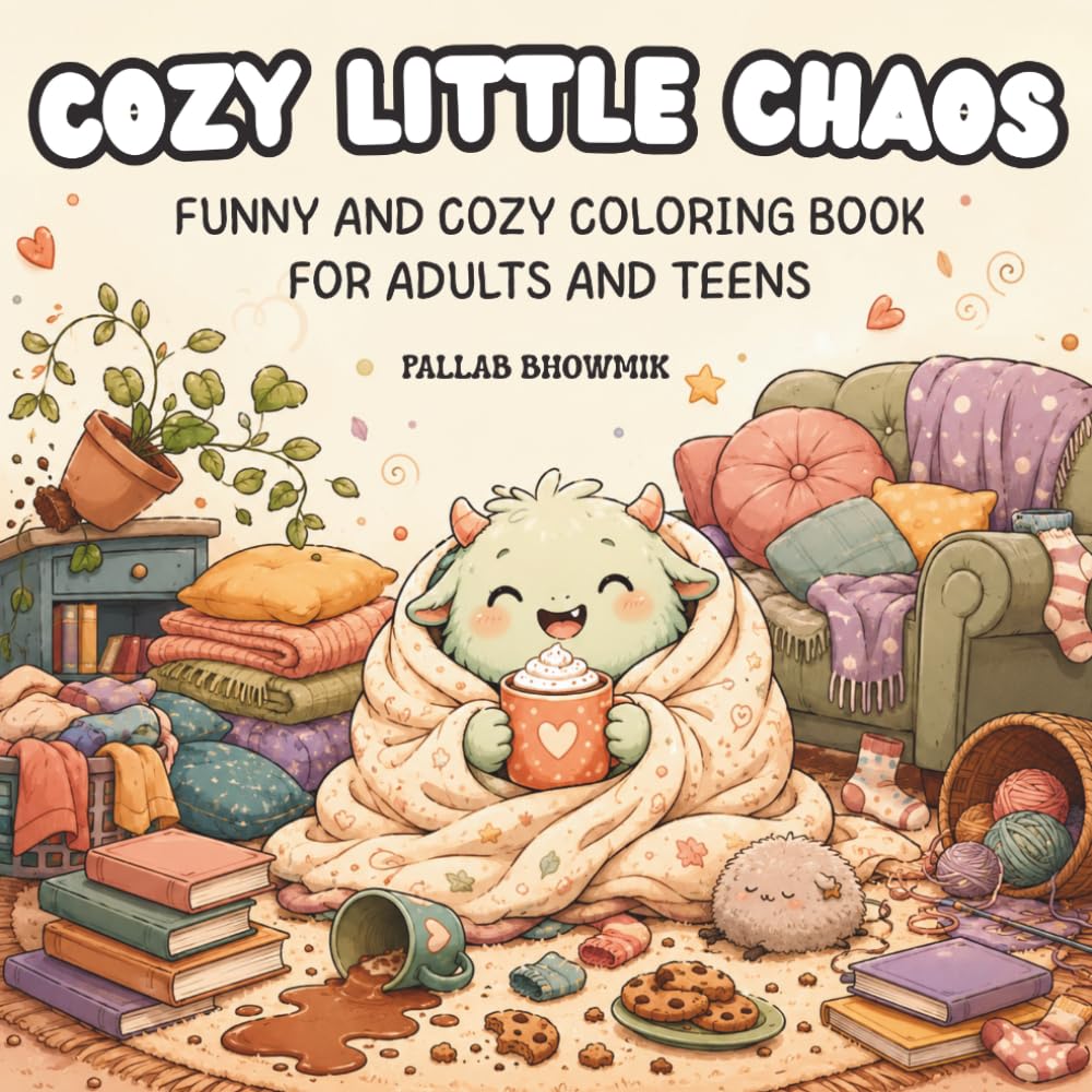 Cozy Little Chaos: Funny & Cozy Coloring Book for Adults and Teens