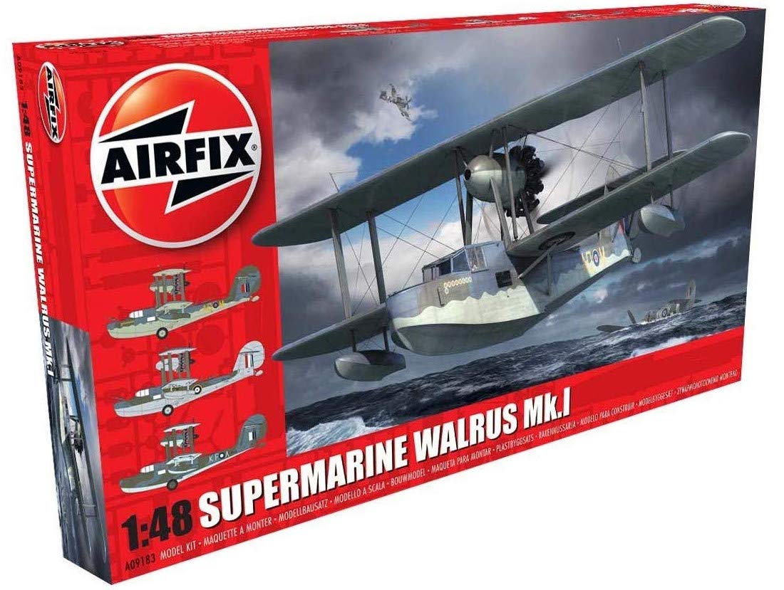 Airfix-Modellset – A09183 Supermarine Walrus Mk.I Modellbausatz – Kunststoff-Modellflugzeugbausätze, Set enthält Gussrahmen und Abziehbilder – Modell im Maßstab 1:48