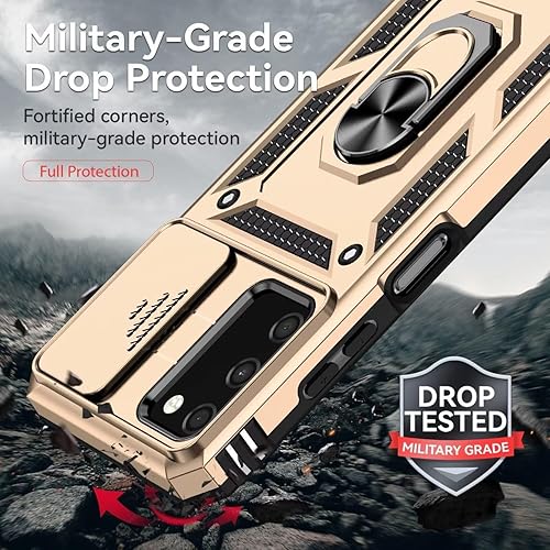 Miniatura 7 de Funda para Galaxy A03S, Samsung A03S SM-A037U con protector de pantalla de vidrio templado y cubierta de cámara deslizante, anillo magnético para