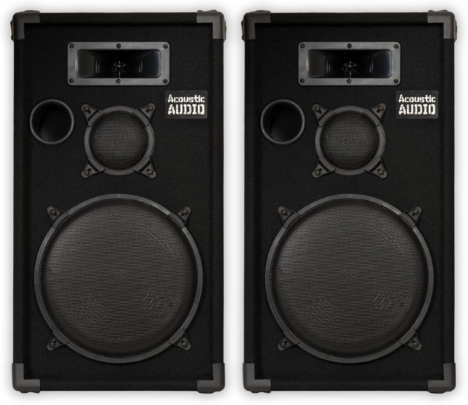 Buy Acoustic Audio CR12 Passive 12" DJ Speaker Pair 3 Way PA Karaoke