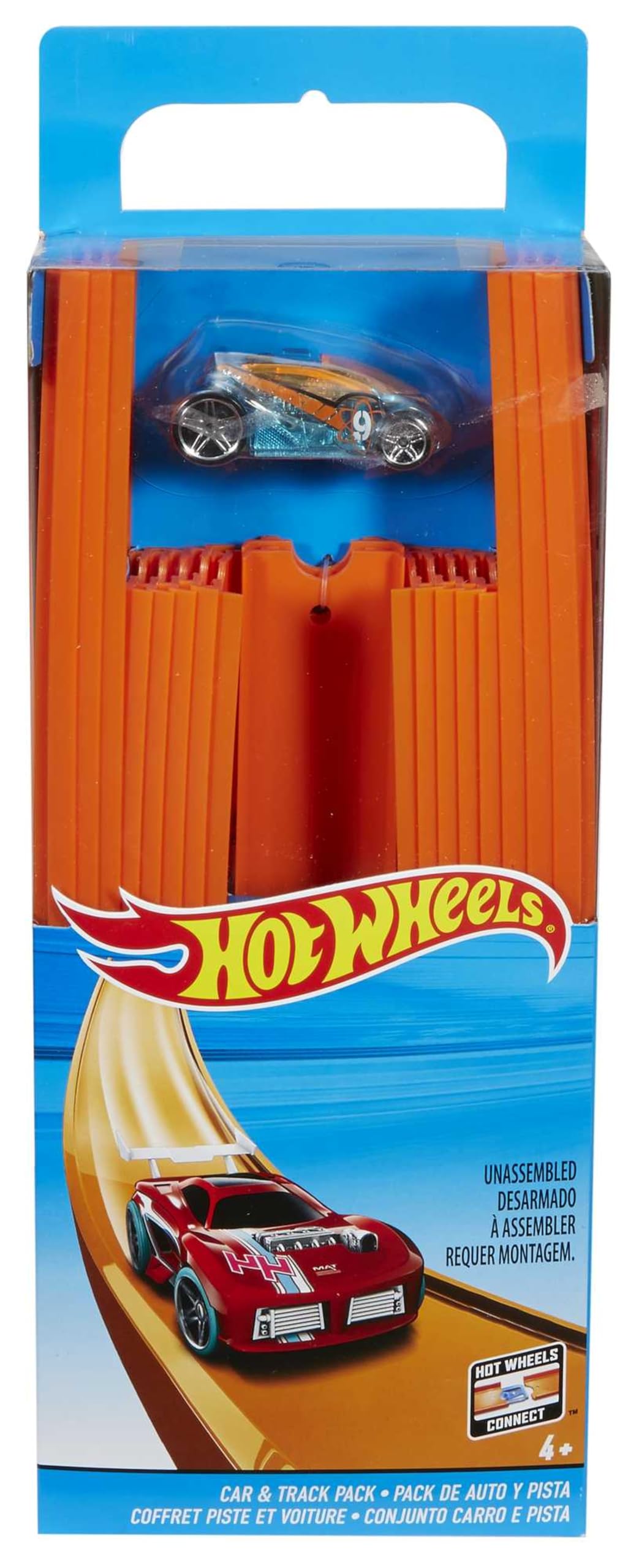 Hot Wheels Track Builder, tramos de Pista con vehículo Incluido, Accesorios para Pistas de Coches de Juguete (Mattel BHT77)