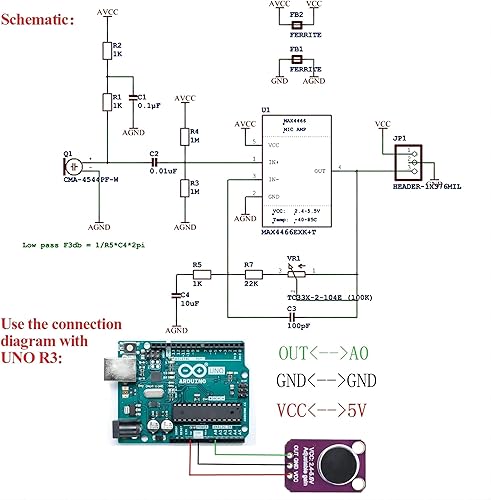 Miniatura 2 de WWZMDiB Sensor de sonido GY-MAX4466, amplificador de micrófono electret, módulo amplificador sintonizable de micrófono