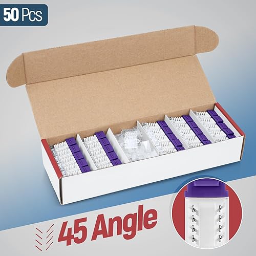 Miniatura 192 de Everest - Paquete de 50 conectores Keystone RJ45 Cat6 en ángulo de 45°, color blanco, conectores RJ45 hembra de perfil delgado, conector Keystone