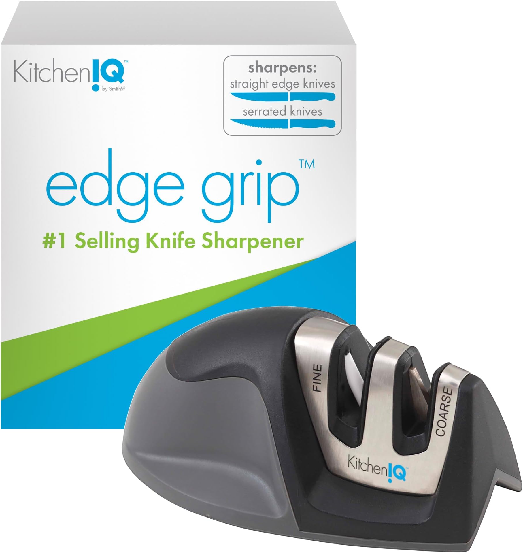 anchara KitchenIQ 50009 Edge Grip 2-Stage Knife Sharpener, Black