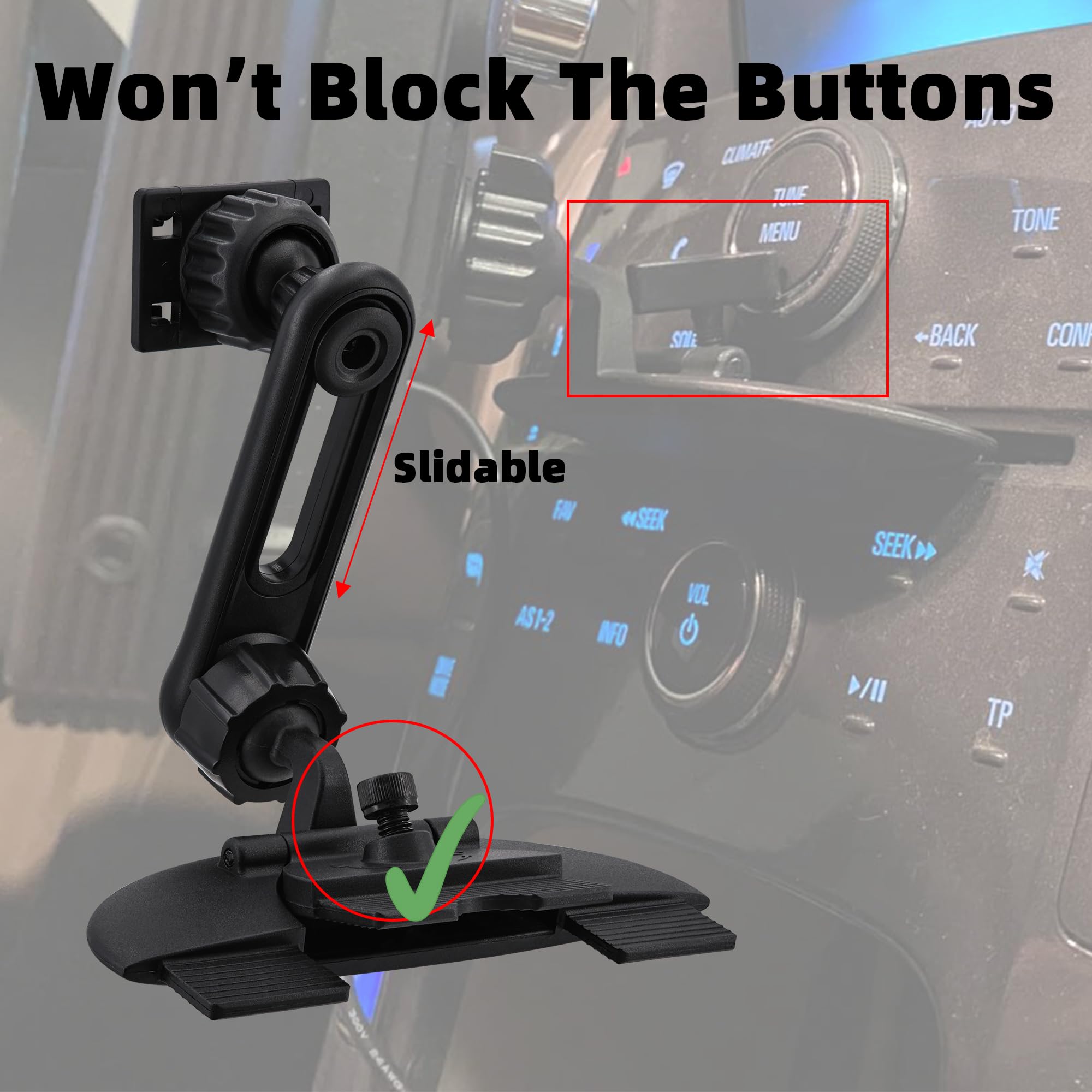 Soporte de ranura para CD para pantalla CarPlay Android Auto Tablet soporte de CD con brazo de extensión para monitor de 4 a 11 pulgadas para Garmin Nuvi GPS teléfono celular en coche