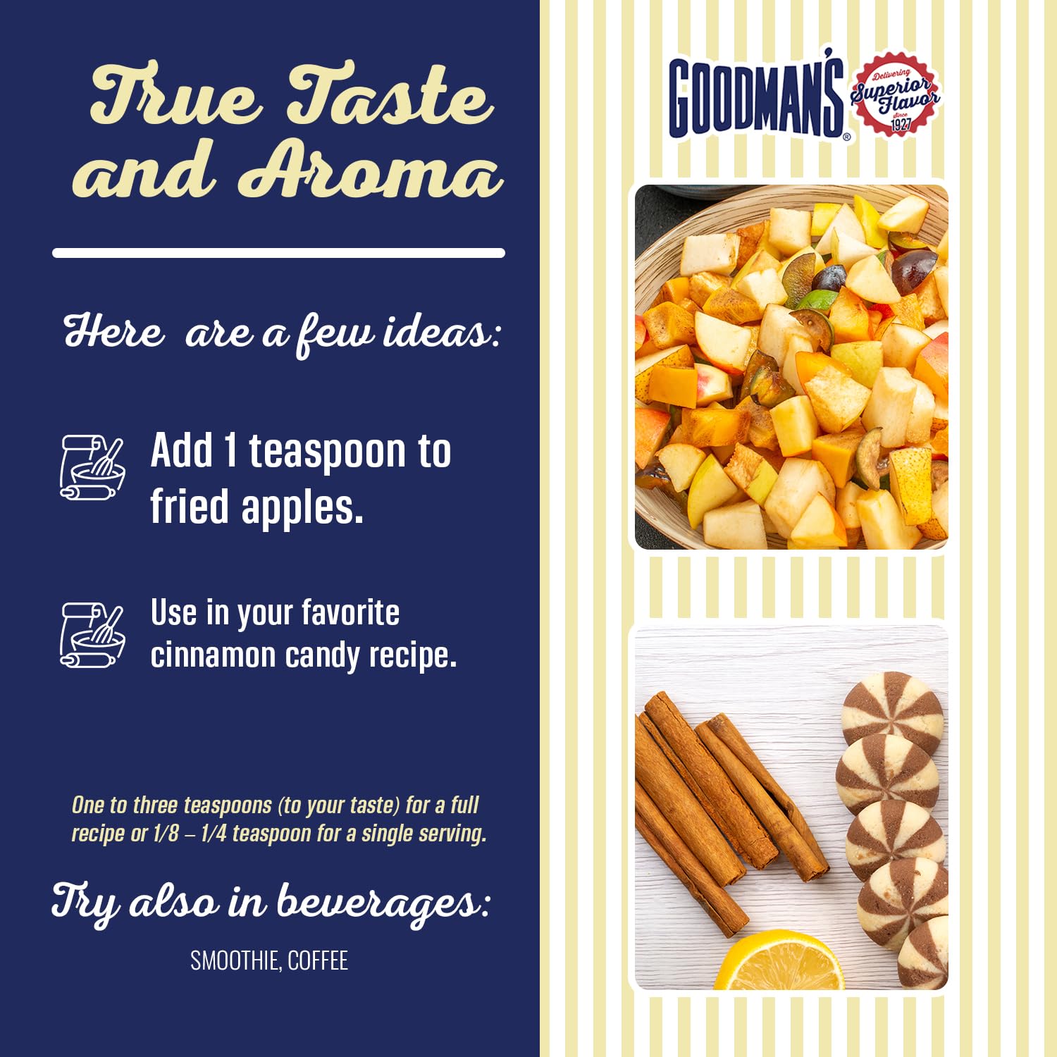 Goodman's Cinnamon Extract - Gluten-Free, Non-GMO, Kosher, Low Carb & Calorie, No Artificial Color - Rich Spicy Aroma for Baking & More - 1 Pint