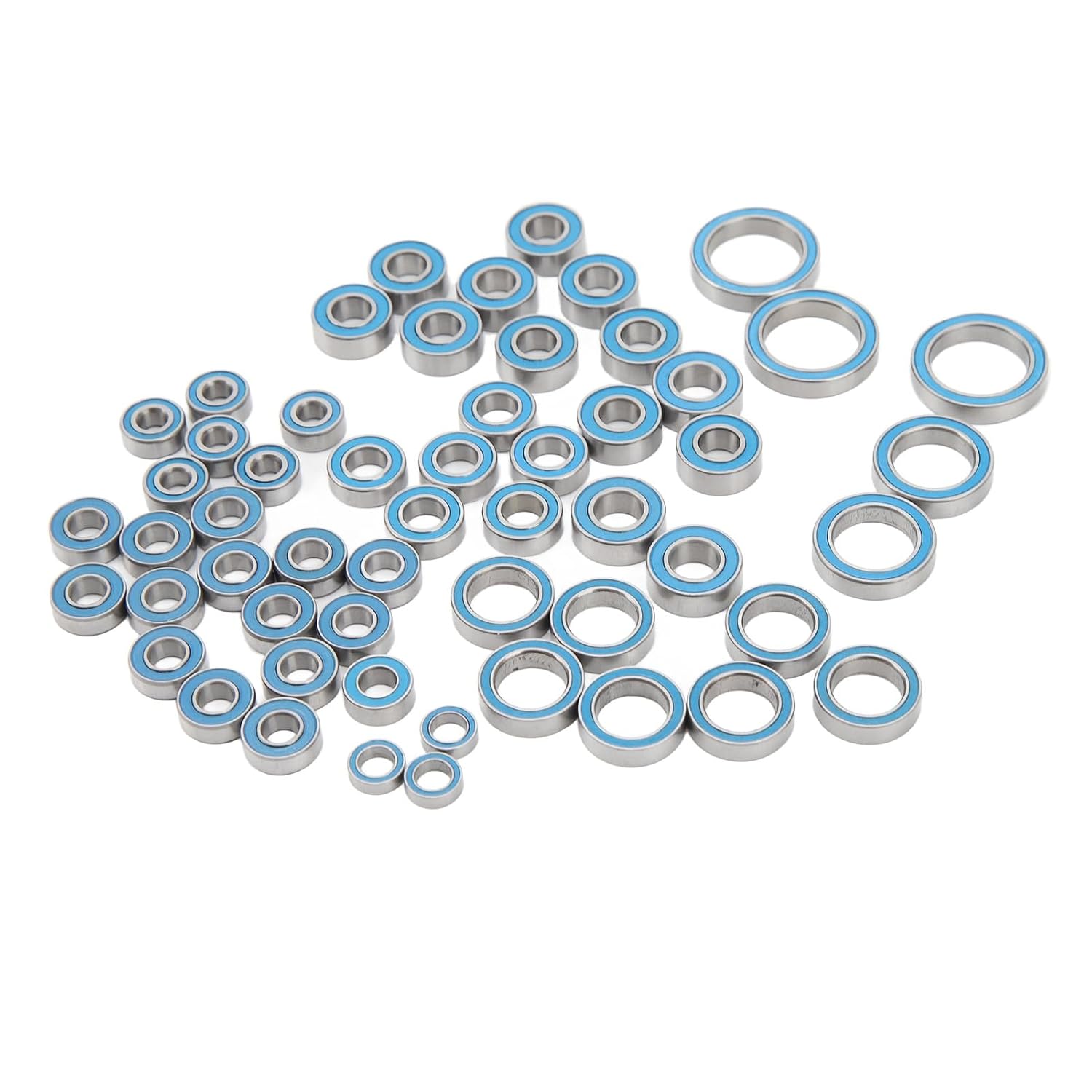 Kikumi 55pcs RC Bearing Kit, Steel Parts Ball Bearing Parts for 1/10 RC Crawler Car Upgrade, Lightweight, Low Friction, Fast Speed