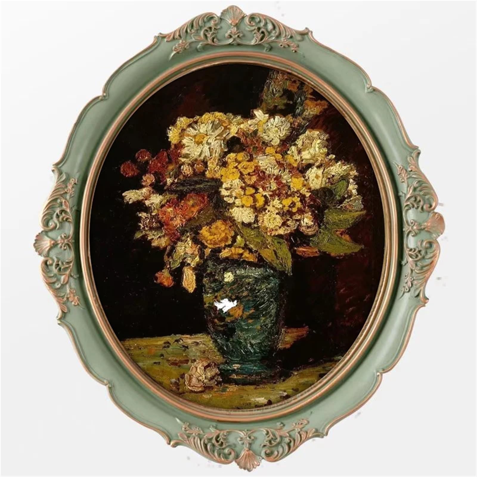 Metal Picture Frame, Vintage Carved Decorative Resin Painting Frame Multicolor Multiple Sizes For Home Decor(Blossoming flowers A,16x20cm)