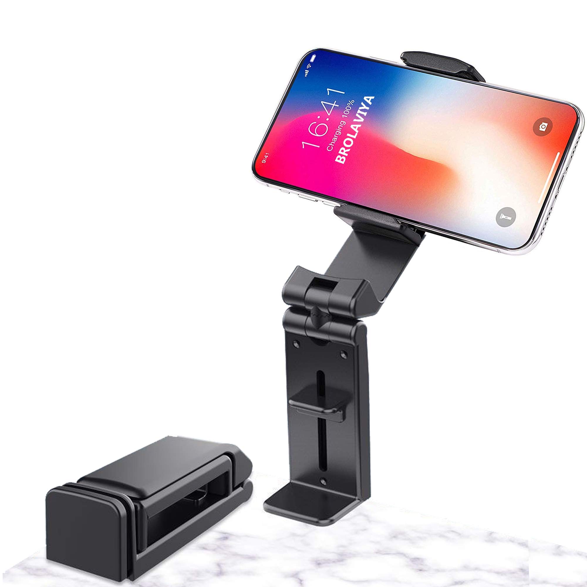 BROLAVIYA Travel Multi-Purpose Foldable Mobile Phone Holder for Airplane Trays Desk Bed Cabinet