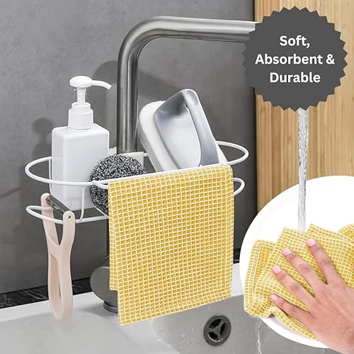 Miniatura 4 de Juego de 18 toallas de cocina surtidas de gofres, 100% algodón, súper suaves, absorbentes, reutilizables, lavables a máquina, toalla de cocina con