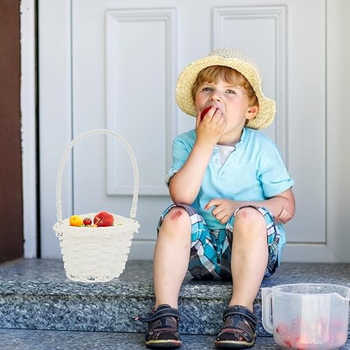 Miniatura 3 de HEMOTON 6 mini cestas tejidas de Pascua con asas, cestas de flores de ratán para niñas, mini cestas de picnic para pequeños recuerdos, artes y