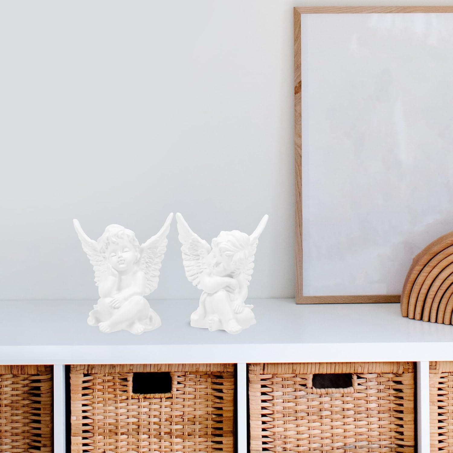 2pcs Resin Angel Figurines Lightweight Portable White Xmas image 4