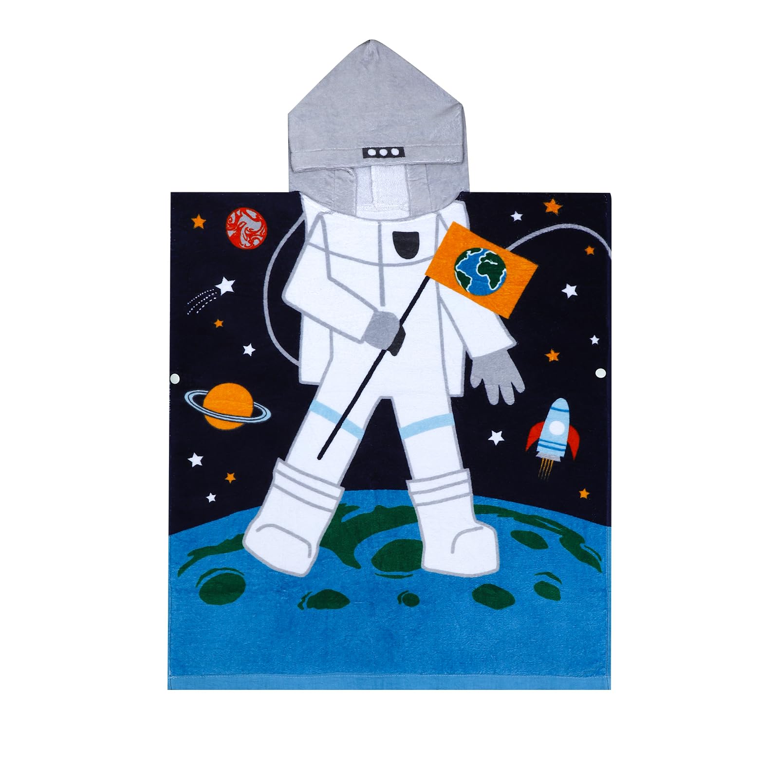 FLYISH DIRECT Badeponcho Kinder 100% Baumwolle Kinderhandtuch Poncho Kinder Badetuch Handtuch mit Kapuze Strandtücher für Jungen und Mädchen, 70x60cm