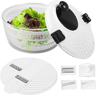 Salad Spinner, 4000ml/4.25Qt Large Fruit and Vegetables Wash Bowl with 3 Blades, Multifunctional Fruits and Herb Lettuce Dryer for Herb Berry Lettuce Washing