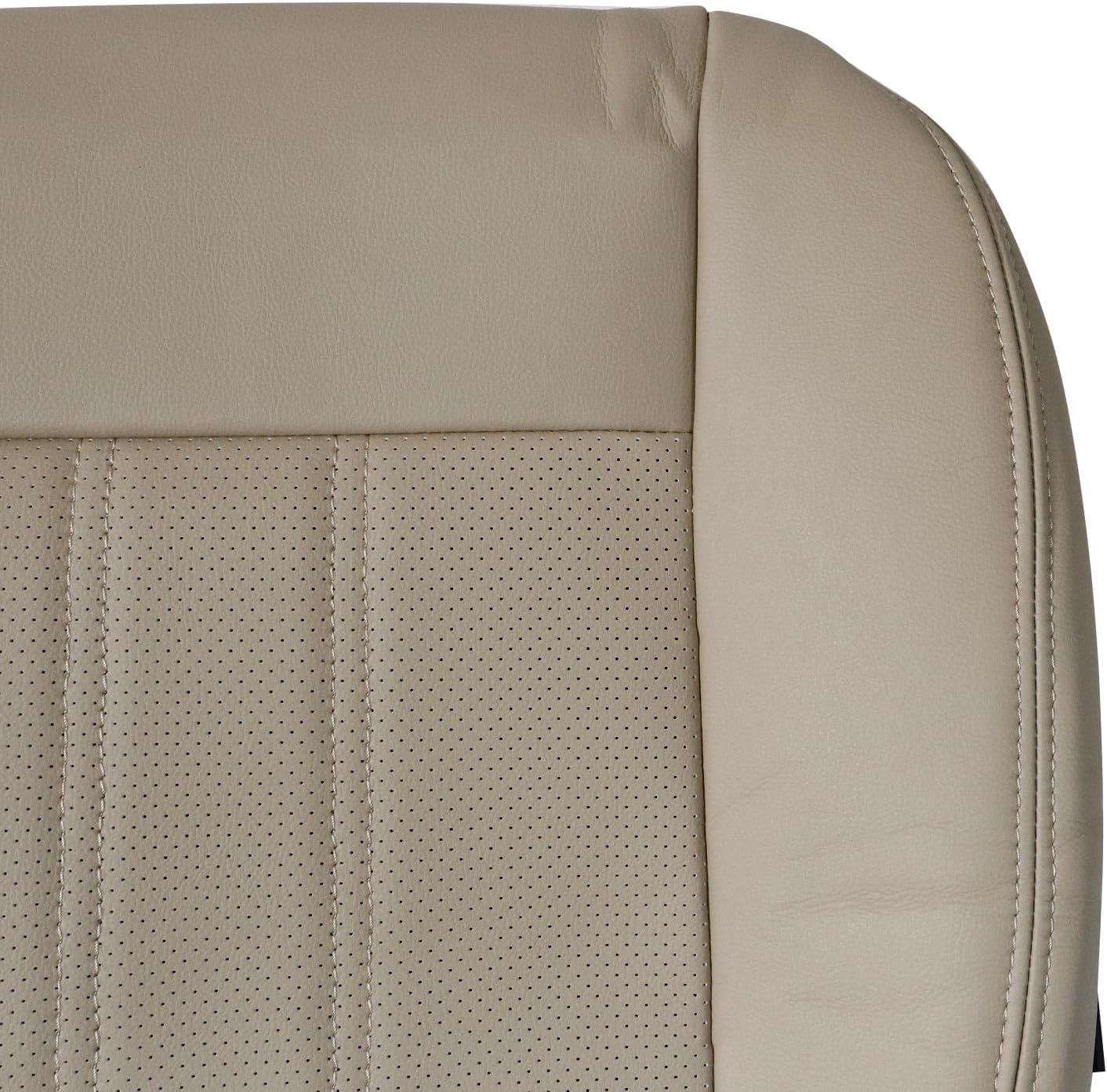 NLQR Medium Tan Front Driver or Passenger Side Bottom Replacement Perforated Microfiber Leather Seat Covers Compatible with Chrysler Town & Country 2011-2016 fit for Dodge Grand Caravan 2008-2020