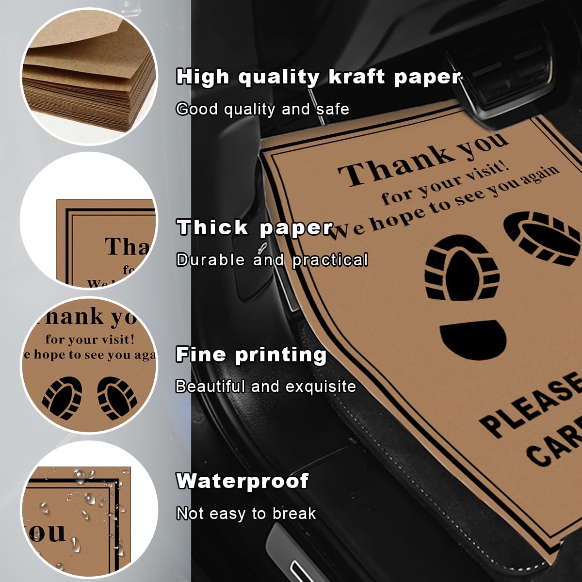 YTFRL 50 PCS Car Paper Floor Mats 16 x 20 Inch Disposable Car Floor Protector with Shoe Print — view 3