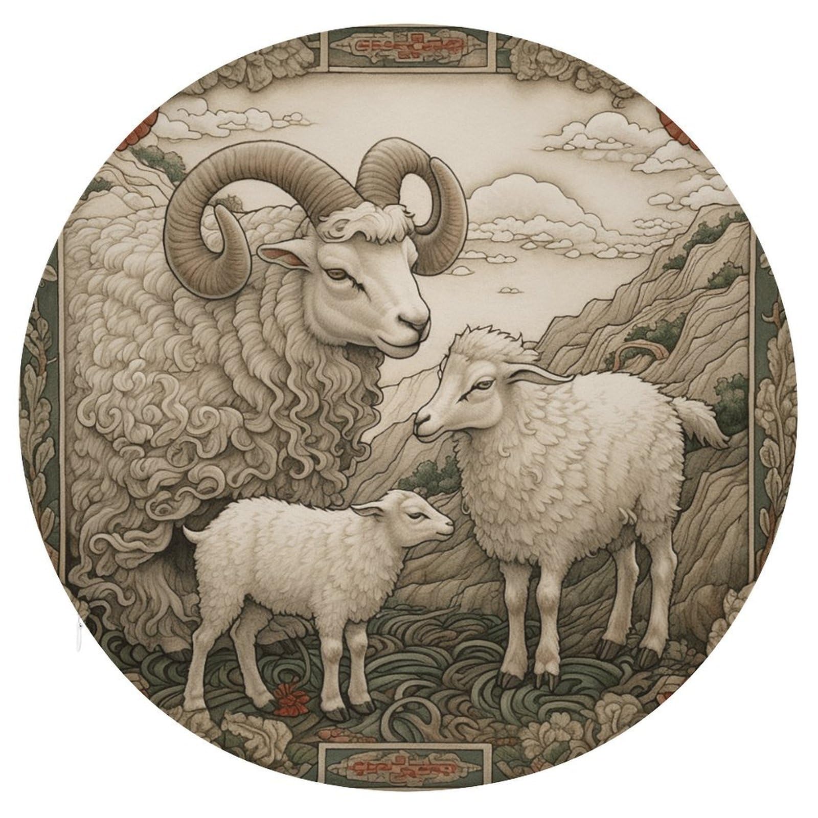 Adfgyerh Style Sheep Pattern Cushion Memory Foam Pillow Core，Seat Cushion Detachable Design，Chair Cushions Suitable For All Seasons, And Can Be Used In Offices, Dining Rooms, Homes, And Other Settings.