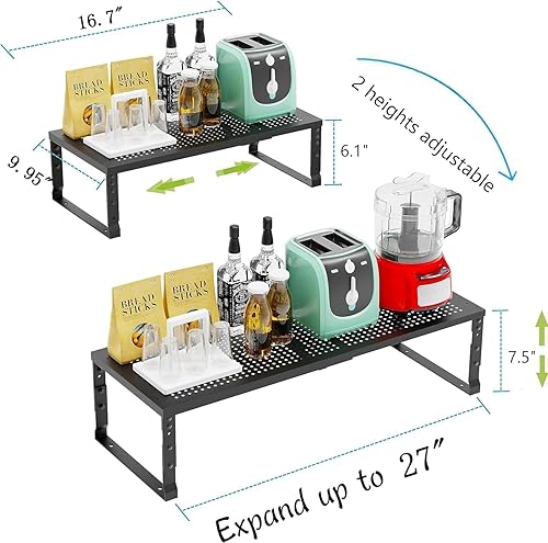 Miniatura 6 de Jojocross Organizador de estantes expandibles para cocina, estantes apilables y ajustables para despensa, baño, encimera de escritorio (paquete de