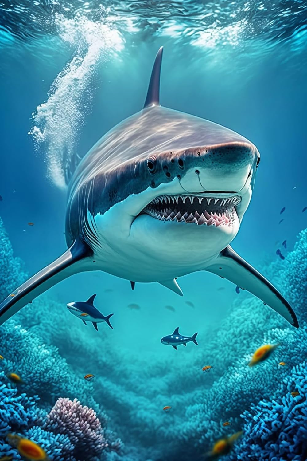 Amazon.com: Diamond Painting Kit, 5D Great White Shark Diamond Painting ...