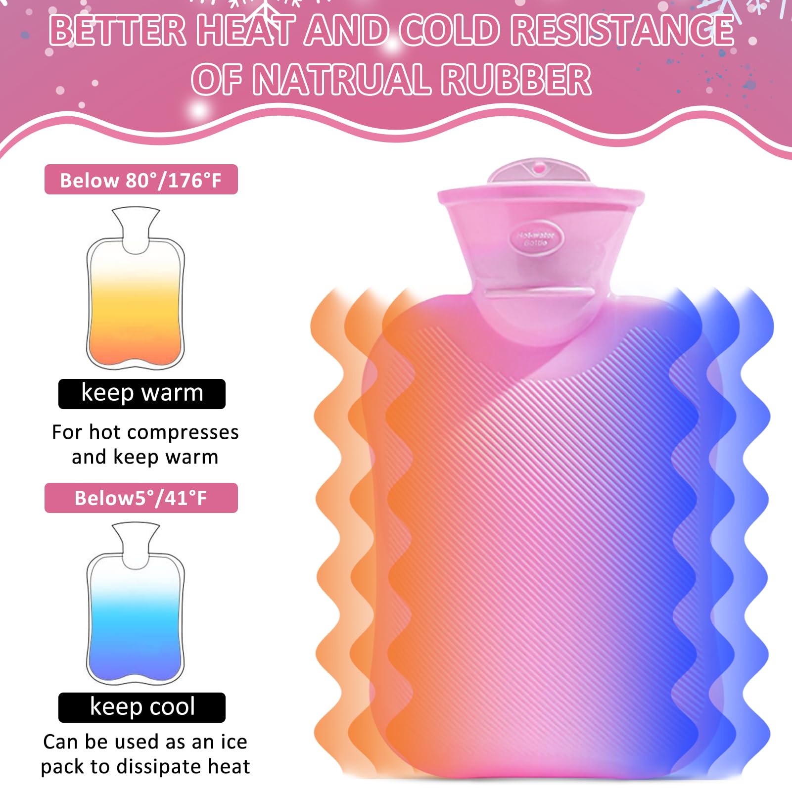 Borsa dell'Acqua Calda, Borsa Acqua Calda Peluche, Borsa Dell'acqua Calda Carina, Plush Bottiglia di Acqua Calda, Calda Rimovibile e Lavabile, Regalo per Bambini, Familiari e Amici (Rosa)