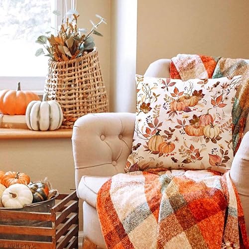 Miniatura 10 de DFXSZ Fundas de almohada de otoño de 20 x 20 pulgadas, juego de 2 fundas de almohada decorativas de otoño de Acción de Gracias, decoración de casa