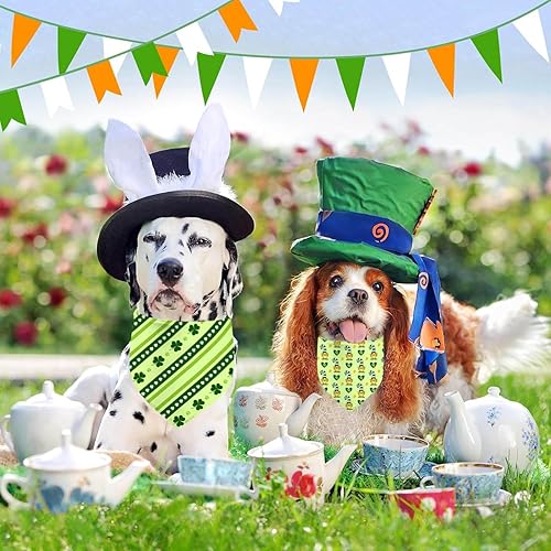 Miniatura 4 de Bandana para perro del día de San Patricio, paquete de 2 pañuelos ajustables para fiestas, cumpleaños, mascotas, día de San Patricio, bandana