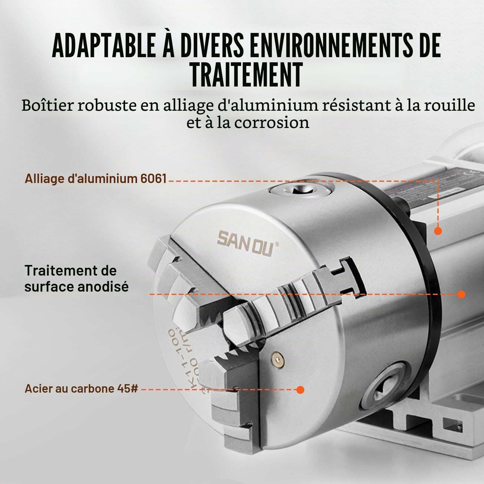 VEVOR Tête de division, mandrin à 3 mâchoires K11-100 mm, diviseur à 3 mâchoires fraiseuse CNC 4ème axe de rotation tête indexation hauteur centre 65 mm contre-pointe MT2 rapport de transmission 6:1
