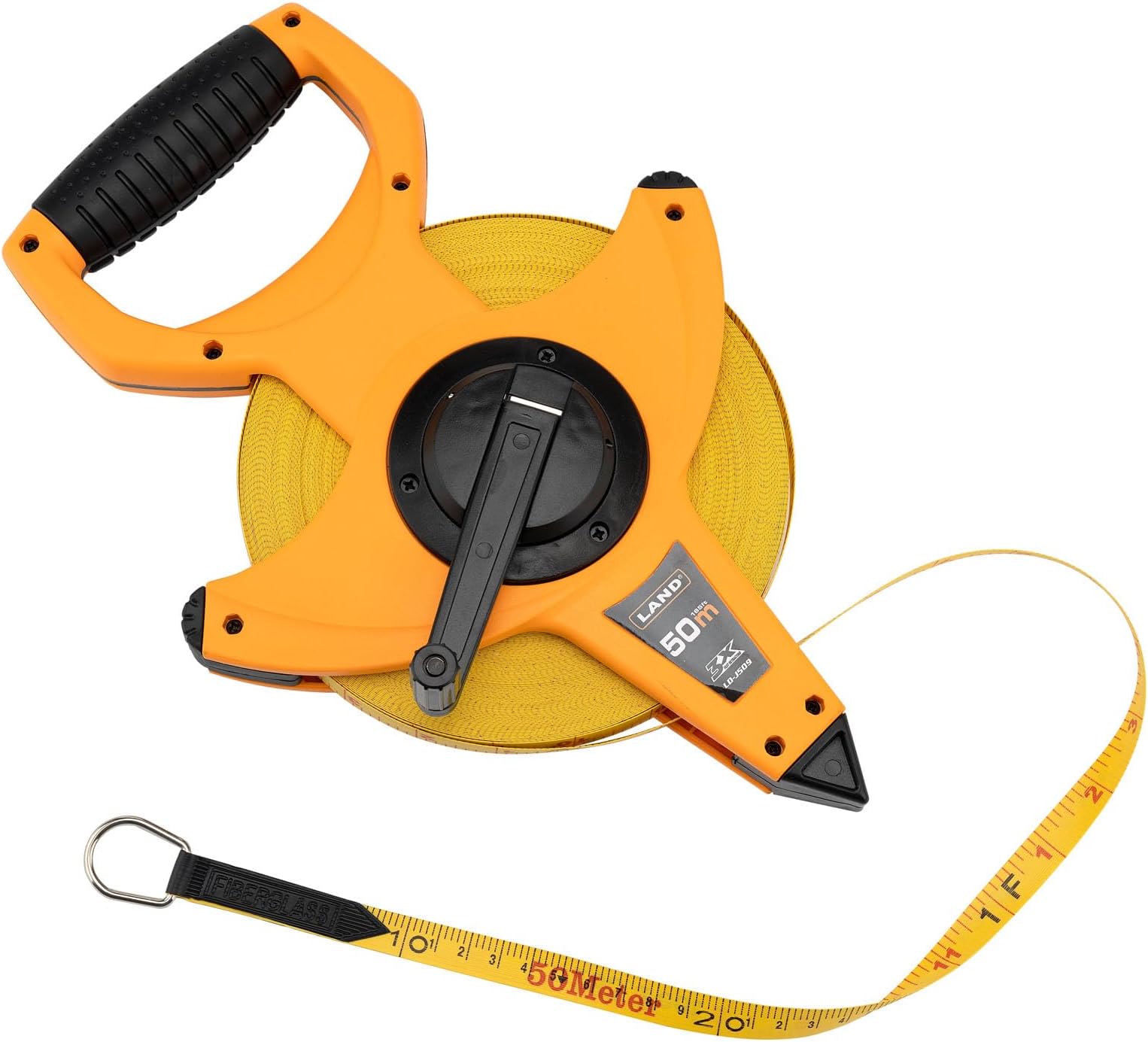 LAND 165FT/50M Heavy Duty Fiberglass Tape Measure - 1/2-Inch Wide, Dual Inch/Metric Scale, Durable Open Reel Measuring Tape for Surveying, Engineering, Runway Construction
