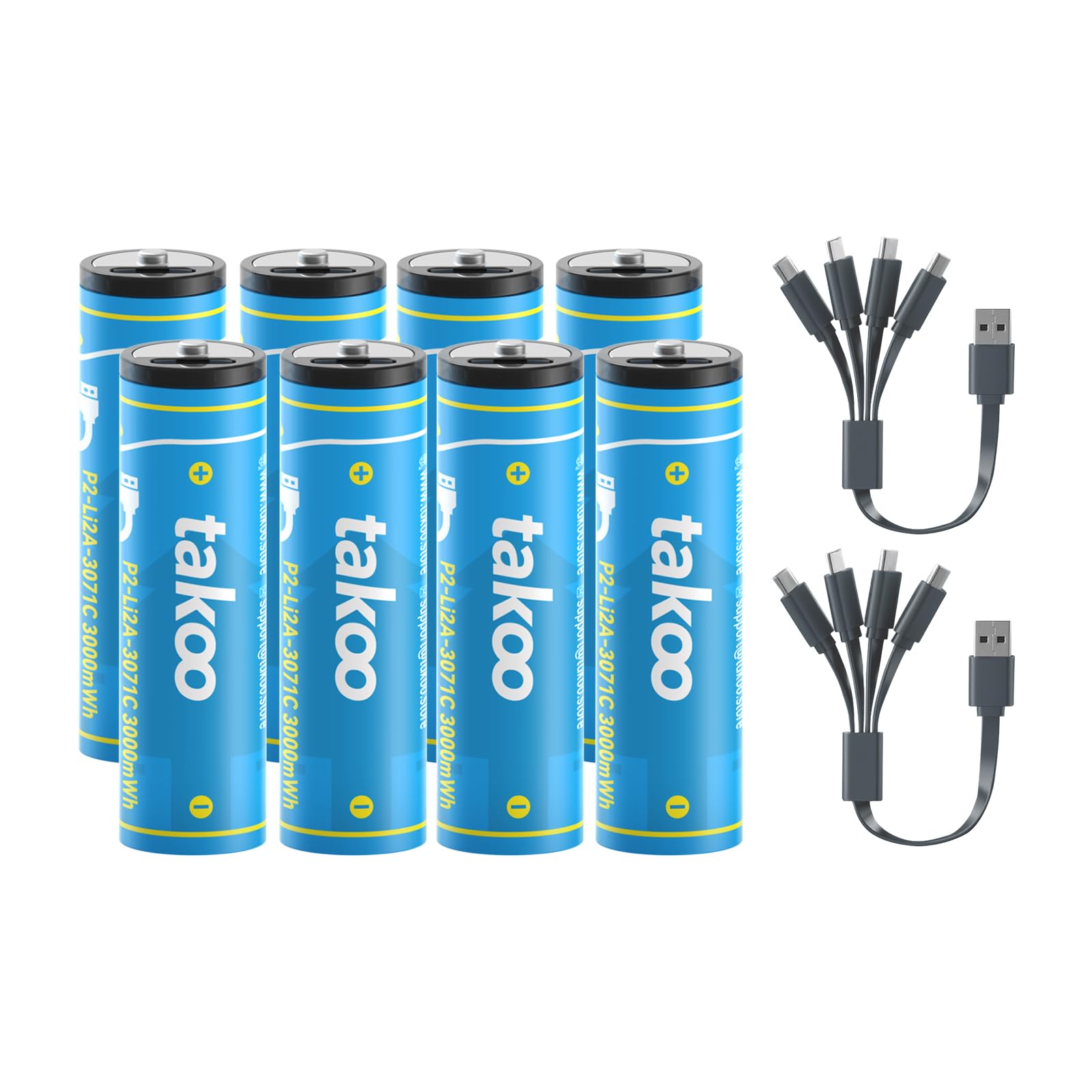 TAKOO Lithium AA AAA Batteries 4 8 Pack Rechargeable Double A Triple A Battery 1 5V 3000mWh 880mWh
