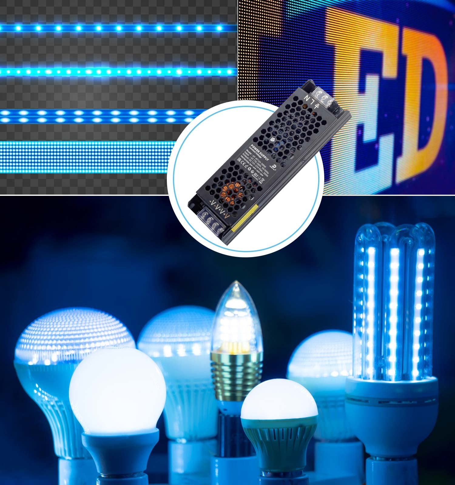 Transformador 220V 24V 300W 12.5A Driver para LEDs Fuente de Alimentación | Ultrafino Adaptador de Voltaje Constante para Tiras LED Bombillas MR11 G4 MR16