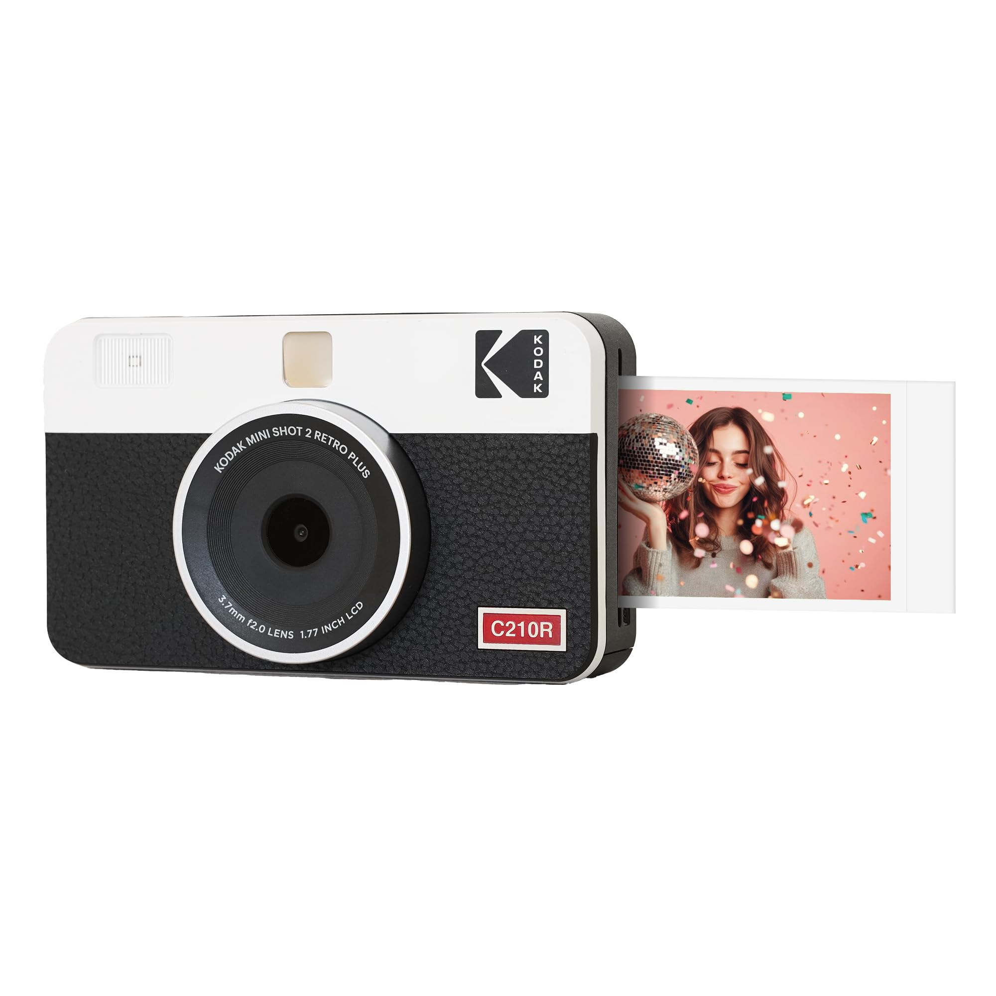 KODAK Mini Shot 2 Retro 4PASS 2-in-1 Sofortbildkamera und Fotodrucker (5,3x8,6cm) + 8 Blatts, Weiß
