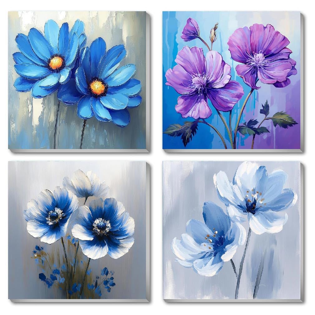 Fotasmua 4 Pack Paint by Numbers Kit for Adults Kids – Simple Flowers