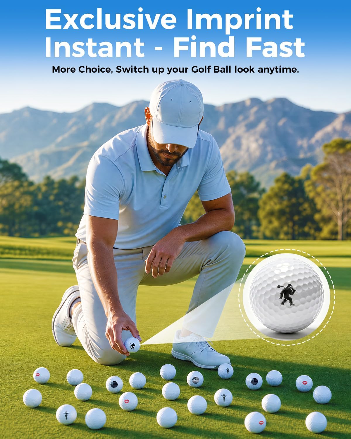Golf Ball Stamp Personalized with 0.78'' Larger Logo Size image 3