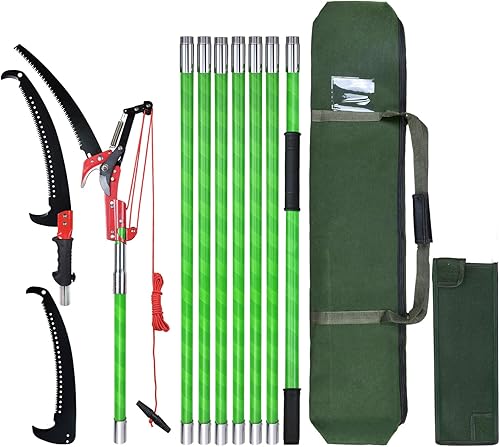Scalebeard Sierras de poste de 26 pies para podar árboles, mango largo, manuales, herramientas de podadora, juego de podadora de poste de árbol de