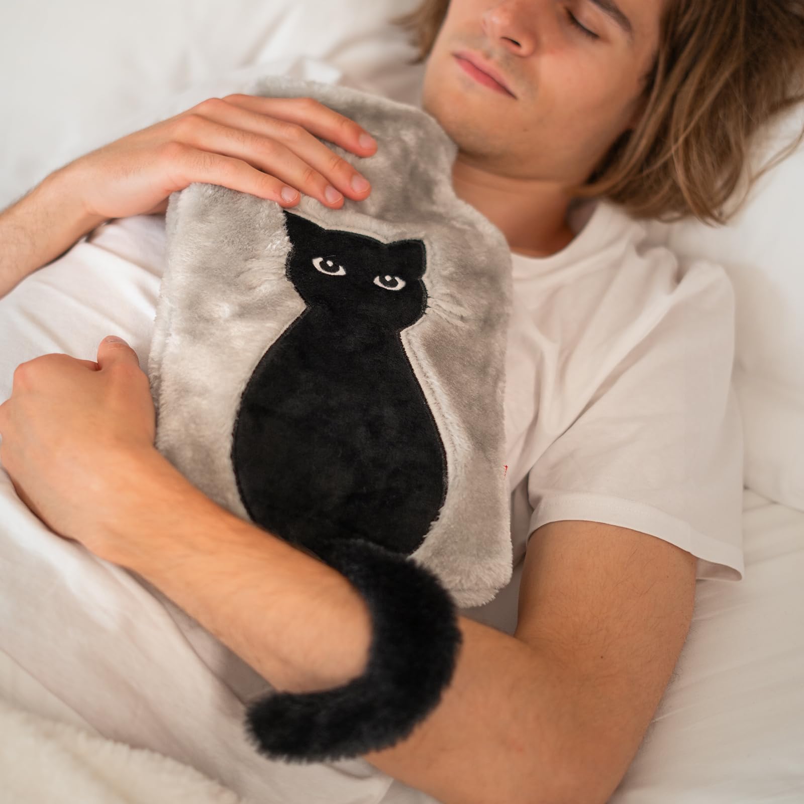 soxo Bouillotte Eau Chaude Cadeau Pour Bebe Peluche Bouillote Anti Colique Enfant Bouillotes Chat Queue