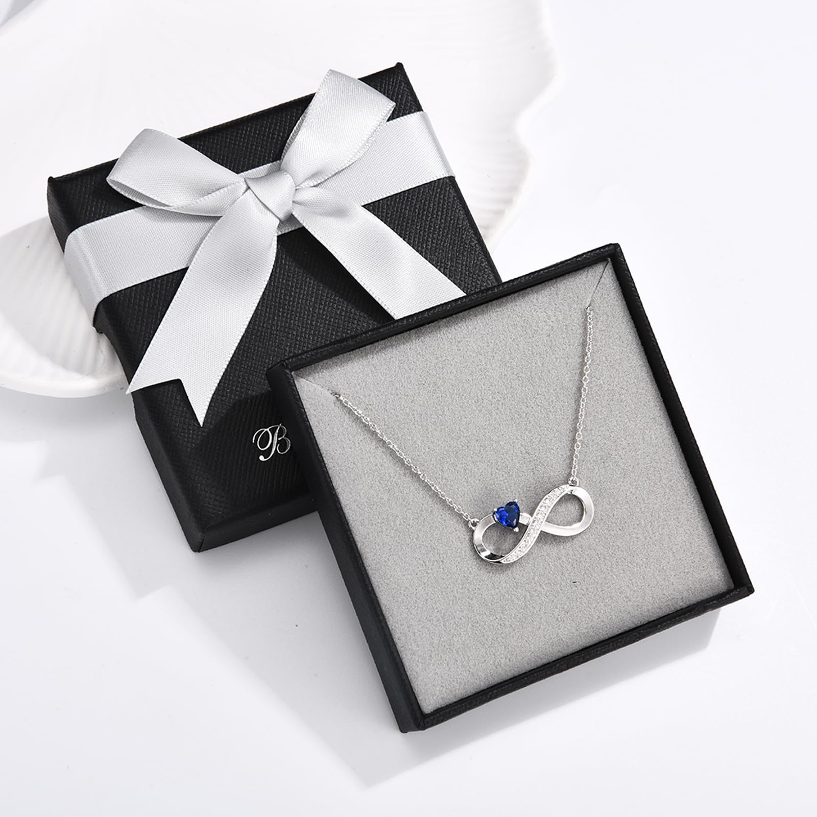 CERSLIMO Regali per mamma/sorella/fidanzata/figlia/moglie, collana in argento 925, con simbolo dell'infinito, ciondolo a forma di cuore, con zirconi, per compleanno, amicizia, anniversario di