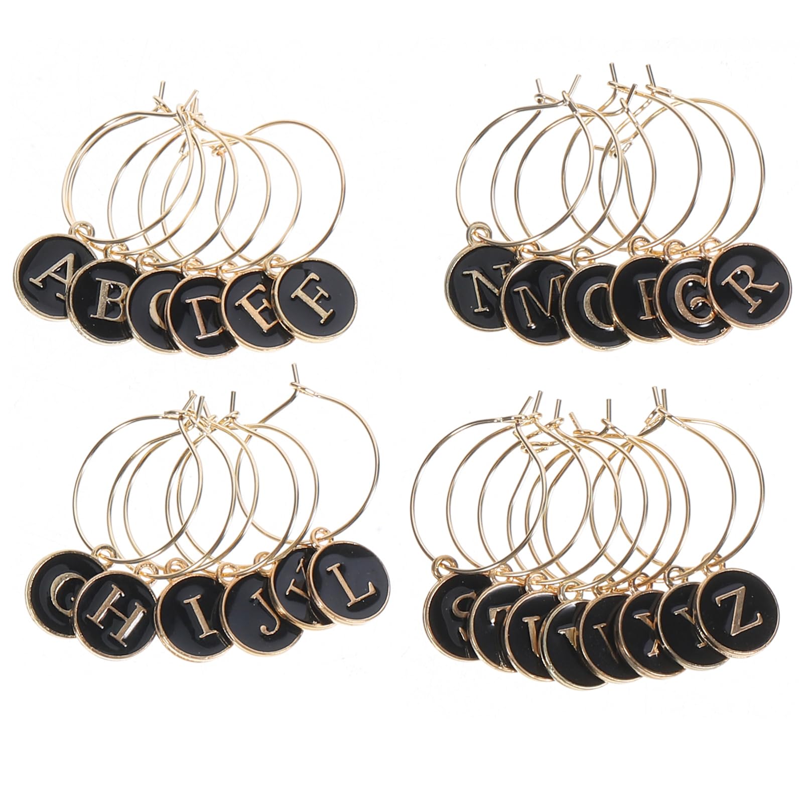 Mikikit 26Pcs Wine Glass Charms with Tags and Rings Drink Markers for Parties Events and Gatherings Elegant Decorative Cup Identifiers for Home and Bar Use