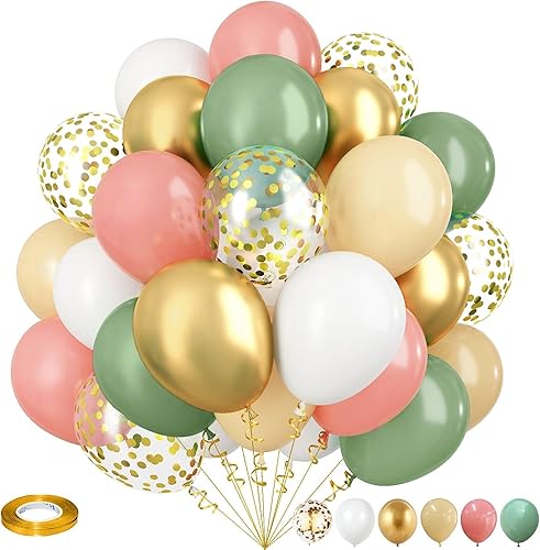 Vista 148 de Globos de color rosa pastel y morado, globos de confeti rosa claro de 12 pulgadas con globos de látex lila metálico para niñas y mujeres, mariposa
