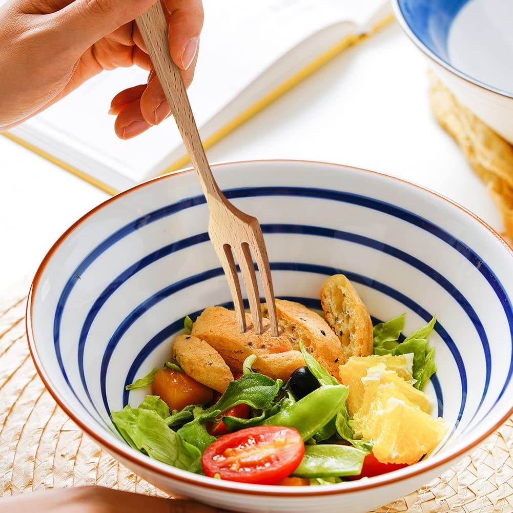 Holzgabeln, Holzgabeln, 5 Stück, Holzgabel zum Essen, wiederverwendbar, japanischer Stil, Holz, Salat, Abendessen, handgefertigt, Naturholzgabel für Nudeln, Obst, Nudeln